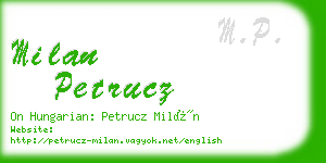 milan petrucz business card